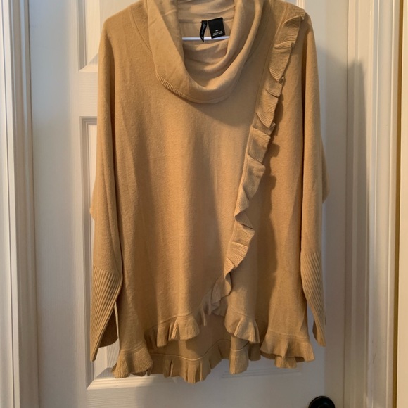 Tan Ruffle Sweater (Loose Fit) Petite Large - Picture 1 of 4
